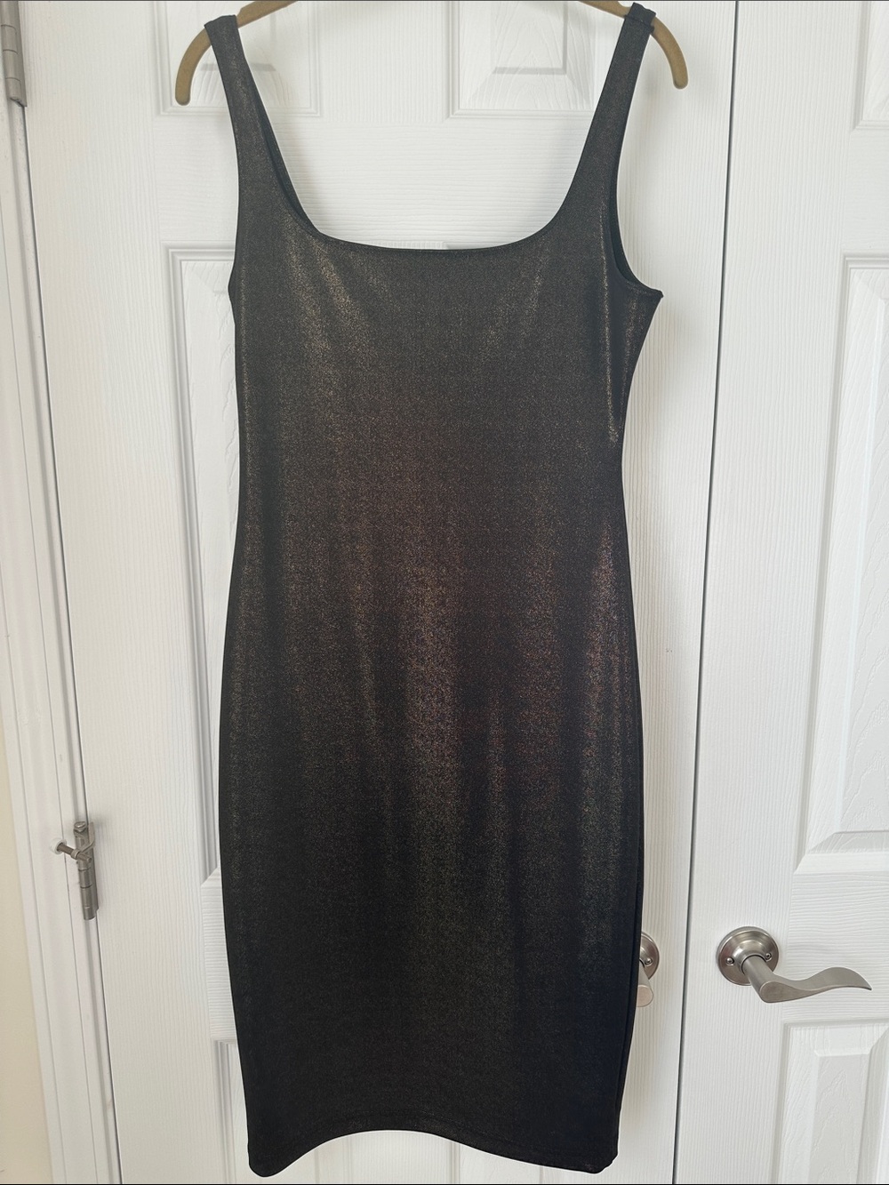 American Apparel Black Shimmer Midi Tank Dress
